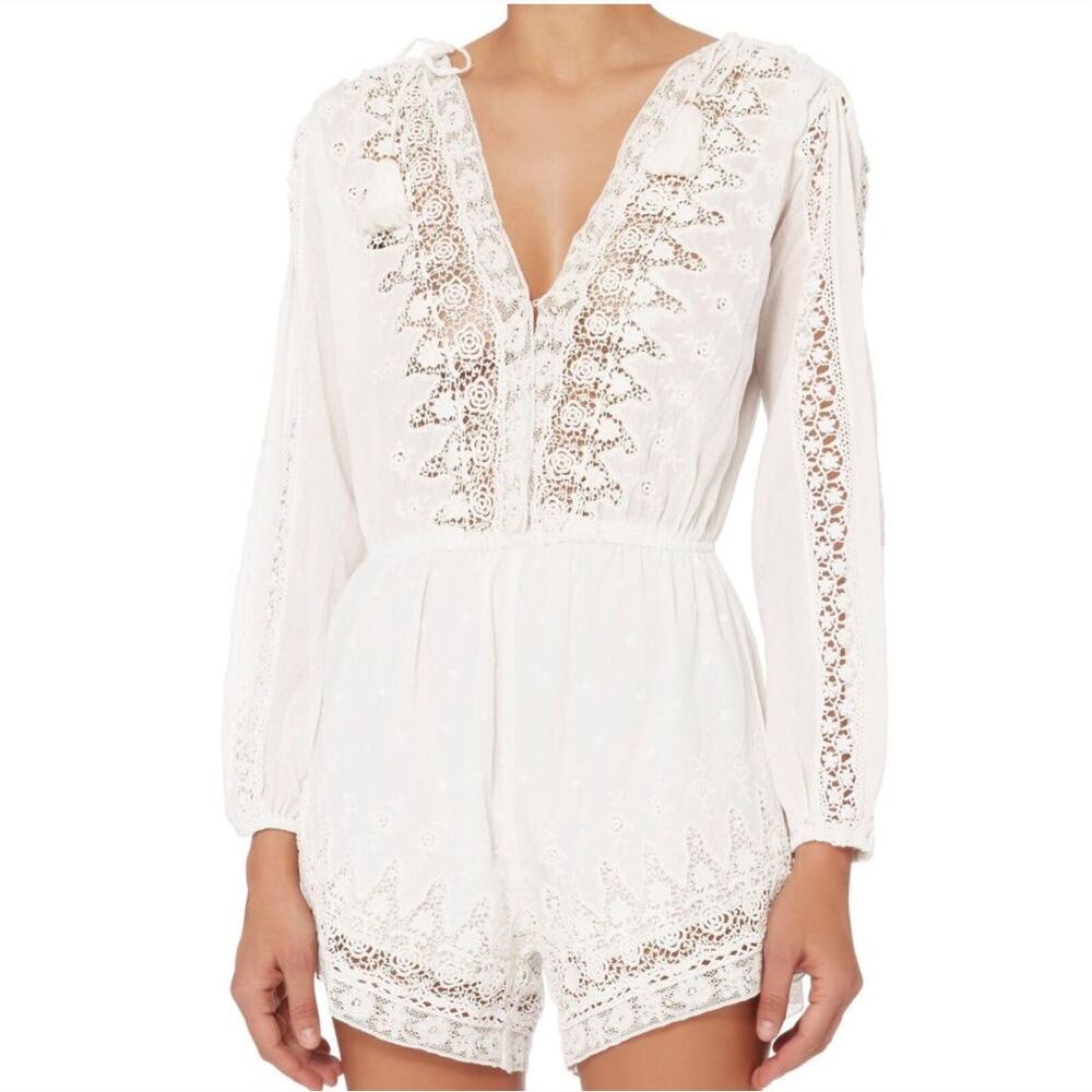 LoveShackFancy Ivory Crochet Anais Playsuit Romper
